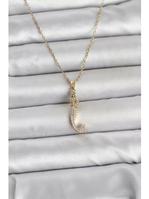 Renas Store 316L Çelik Zincir Gold Renk Zirkon Taşlı Deniz Kızı Model Kadın Kolye - TJ-BKO11024