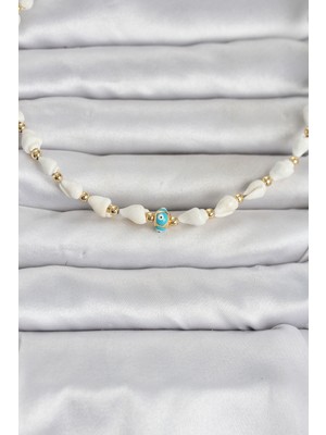 Renas Store Doğal Deniz Kabuğu Dizili Nazar Model Kolye