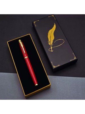 Renas Store Tüylü Kalem Motif Kutulu Kırmızı Roller Kalem