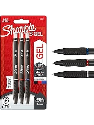 Renas Store Sharpıe Sharpie S Gel Jel Mürekkepli Kalem, 0.7 Mm, Siyah, Mavi, Kırmızı - 3'lü Bls