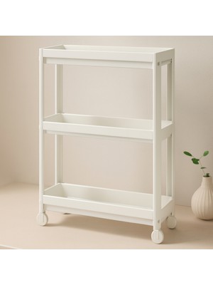 Renas Store Tekerlekli Slim Çok Amaçlı Raf Ünitesi - 3 Derin Raf Beyaz (6'lı)