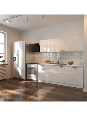 T Designo Rüya Mutfak 200 cm – Tezgah Dahil Değil - High Gloss Kapaklı