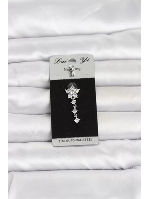 Renas Store 316L Cerrahi Çelik Sallantılı Çiçek Model Göbek Piercing TJ-PR1381
