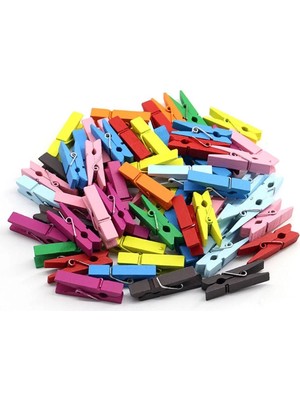 Renas Store 100 Lü Renkli Ahşap Mandal 2.5 cm 12 Li Paket 1200 Adet