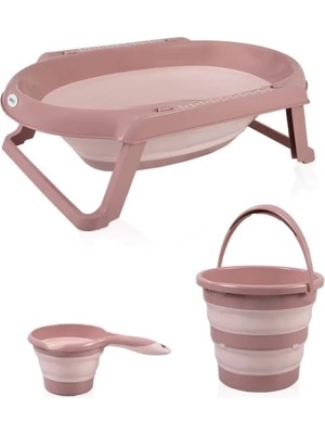 Renas Store Mey Ithalat®  katlanır Banyo 3'lü Küvet Seti 765 Somon