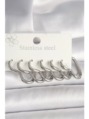 Renas Store 316L Çelik Gümüş Renk Kalp Model Kadın Küpe Seti - TJ-BKP10355