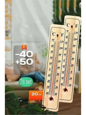 Renas Store Termometre - Ahşap Duvar Termometresi 2 Li Set 721972