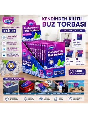 Hediye Bahçesi Kendinden Kilitli Buz Torbası - Koku Hapsetme Özellikli - Sızdırmaz Tasarım