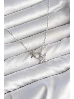 Renas Store Pirinç Gümüş Renk Minimal Yıldız Model Kadın Kolye TJ-BKO11146