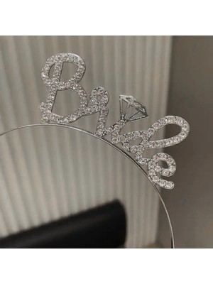 Renas Store Mey Ithalat® Gümüş Renkli Taşlı “bride” Gelin Tacı – El Yazısı Yazı Tipiyle