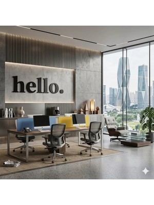 Renas Store Mey Ithalat® 100X35 cm Dev Boy "hello." Yazılı Kırılmaz Pleksi Ayna - Premium Ofis ve Villa Antre Dekoru