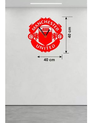 Renas Store Mey Ithalat® Manchester United Logolu Ahşap Duvar Saati - 40X40 cm Taraftar Hediyesi