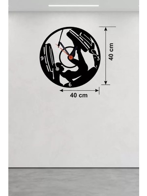 Renas Store Mey Ithalat® Fitness ve Spor Temalı Ahşap Duvar Saati - 40X40 cm Leg Press Tasarım