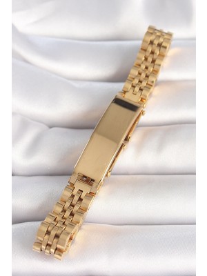 Renas Store Mey Ithalat® 316L Çelik Gold Renk Zincir Künye Model Erkek Bileklik