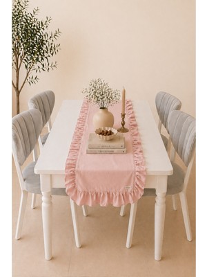 Kai Home Rosy Keten Fırfırlı Runner Pembe