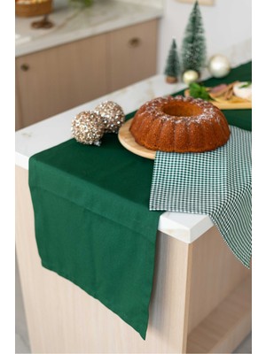 Kai Home Mossy Serisi Düz Runner Yeşil 40X120