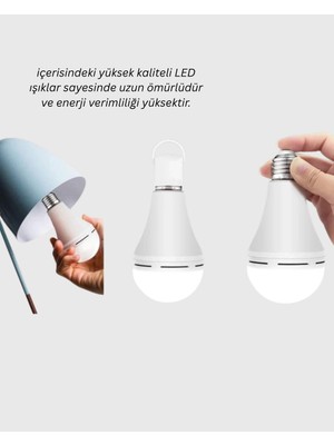 Renas Store Mey Ithalat® 30W Şarjlı LED Ampul E27 Duy %80 Enerji Tasarruflu Soğuk Beyaz