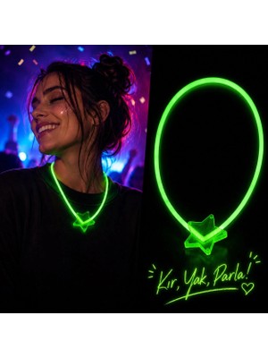 Renas Store Mey Ithalat® Fosforlu Yıldız Parti Kolyesi – Neon Işıklı Kolye Yeşil Renk