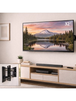 Hediye Bahçesi 22 Inç ve 44 Inç - 32 Inç Sabit Tv Askı Aparatı - LCD LED Tv Uyumlu - 56-140 cm