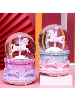 Renas Store Mey Ithalat® Mini Boy Işıklı Unicorn Kar Küresi