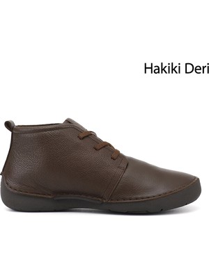 Gönderi(r) Kadın Kahve Floter  Bağcıklı Hakiki Deri Comfort Bot