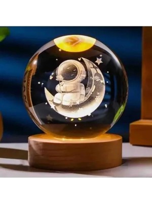 Renas Store Mey Ithalat® Ay Üstünde Astronot Tasarımlı Cam Küre