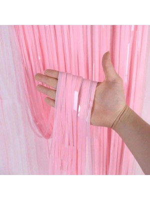 Renas Store Mey Ithalat® Soft Pembe Püsküllü Kapı Perdesi - Parti, Baby Shower, Cinsiyet Partisi 1x2 M