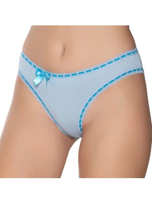 Gümüş 6039 12'li Kadın Likralı Beli Şeritli Kurdeleli Bikini