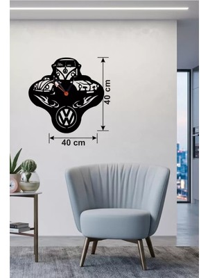 Renas Store Mey Ithalat® Vosvos ve Retro Araba Temalı Ahşap Duvar Saati - 40X40 cm Lazer Kesim