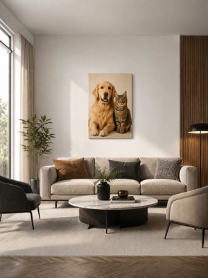 Zera Wall Mdf Tablo Sevimli Köpek ve Kedi Portresi – Evcil Hayvan Temalı Veteriner Kliniği, Pet Kuaförü ve Ev Duvar Dekorasyonu