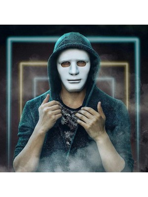 Renas Store Mey Ithalat®  Beyaz Renk Hip Hop Anonim Jabbawockeez Dans Maskesi 18X19 cm
