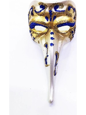 Renas Store Mey Ithalat® Mavi Renk Işlemeli Seramik Malzemeden Imal Venedik Uzun Maske Magnet