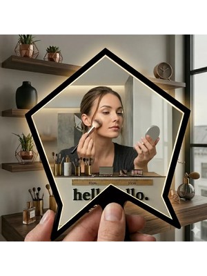 Renas Store Mey Ithalat® Kırılmaz Pleksi El Aynası 10X10CM - Çanta Boyu Geometrik Tasarım - Kadın & Erkek Bakım Aynası