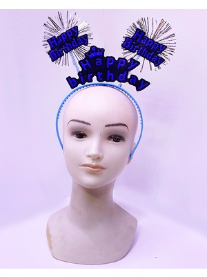 Renas Store Happy Birthday Yazılı Püsküllü Neon Mavi Renk Doğum Günü Tacı 22X19 cm