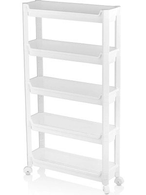 Renas Store Rafty 5 Katlı Tekerlekli Sepet Organizer Düzenleyici Raf Ünitesi 465X145X850MM (5047)