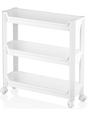Renas Store Rafty 3 Katlı Tekerlekli Sepet Organizer Düzenleyici Raf Ünitesi 465X145X480MM (5047)