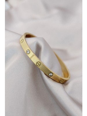 Renas Store 316L Çelik Gold Renk Zirkon Taşlı Bileklik