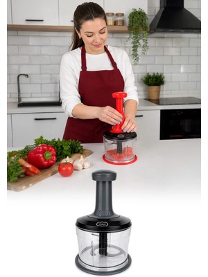 Omilife Üstten Basmalı Manuel Doğrayıcı Rondo Sebze Meyve Soğan Sarımsak Pratik Mutfak Doğrayıcı
