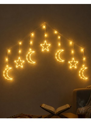 Renas Store Dekoratif Ay Yıldız LED Ramazan Lambası Sıcak Beyaz Tasarım