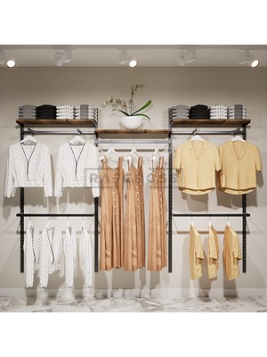 Mağaza Raf Sistemi – Butik Raf Sistemi – Giyinme Odası Askılık Sistemi 275 × 200 cm