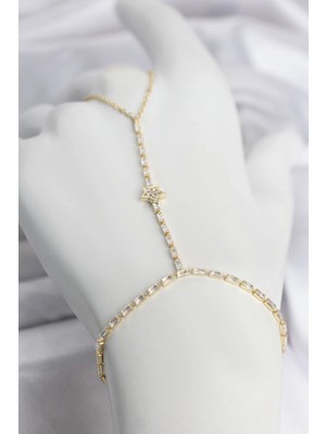Renas Store Mey Ithalat® Gold Renk Pirinç Zirkon Taşlı Yıldız Model Şahmeran