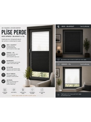 Yazar Home Blackout Çiftli Sistem Gece-Gündüz %100 Karartma Plise Perde - Antrasit