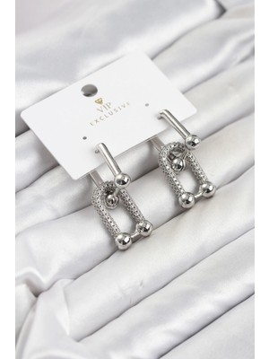Renas Store Gümüş Renk Vıp Seri Tifani Zirkon Taşlı Kadın Küpe