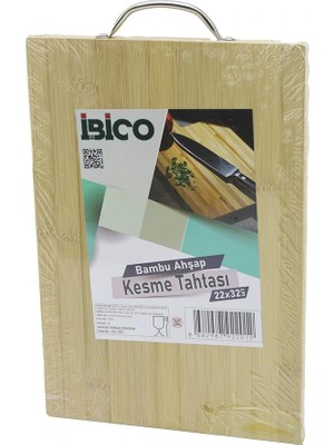 Renas Store 22X32 x 1.7cm Lux Ahşap Bambu Kesim Panosu - Kesme Tahtası Metal Kulplu (5047)