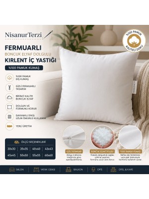 Nisanur Terzi Nisanurterzi %100 Pamuk Fermuarlı Boncuk Elyaf Dolgulu Kırlent Iç Yastığı