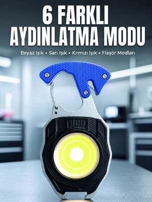 Renas Store Mey Ithalat® Araç Kamp Outdoor ve Tamir Işleri Için Çok Amaçlı Cob LED Şarjlı Kurtarma ve Çalışma Feneri