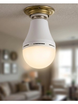 Renas Store Şarjlı LED Ampul 6500K Soğuk Beyaz E27 Duy Enerji Tasarruflu