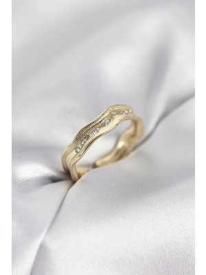 Renas Store Gold Renk Su Damlası Model Zirkon Taşlı Kadın Yüzük