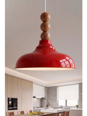 Marrien Lora Vintage 3lü Ahşap Boncuk Detaylı Turuncu Metal Sarkıt (33 cm)  Yemek Masası Üstü Avize  Mutfak & Salon Aydınlatması