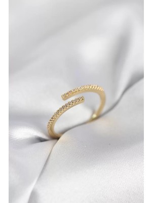 Renas Store Gold Renk Zirkon Taşlı Yılan Tarz Kadın Yüzük - TJ-BYK4050